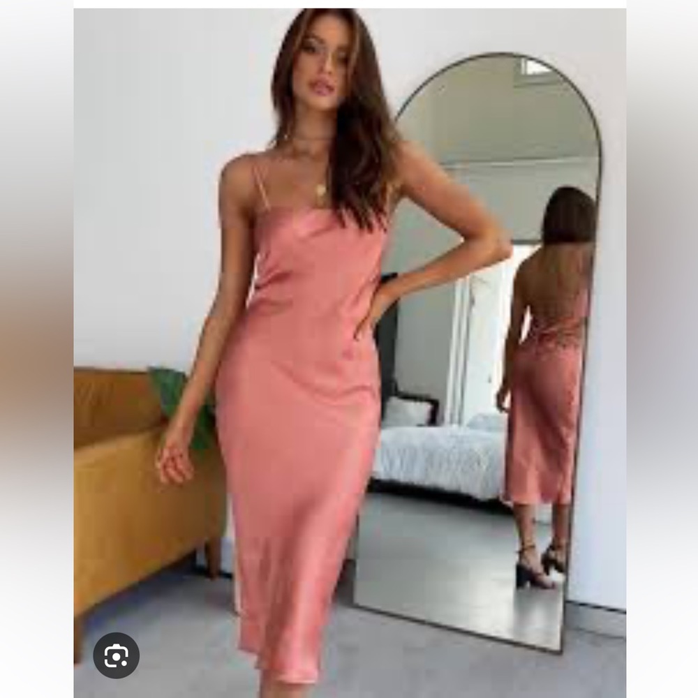 Beginning boutique rust satin midi NWT